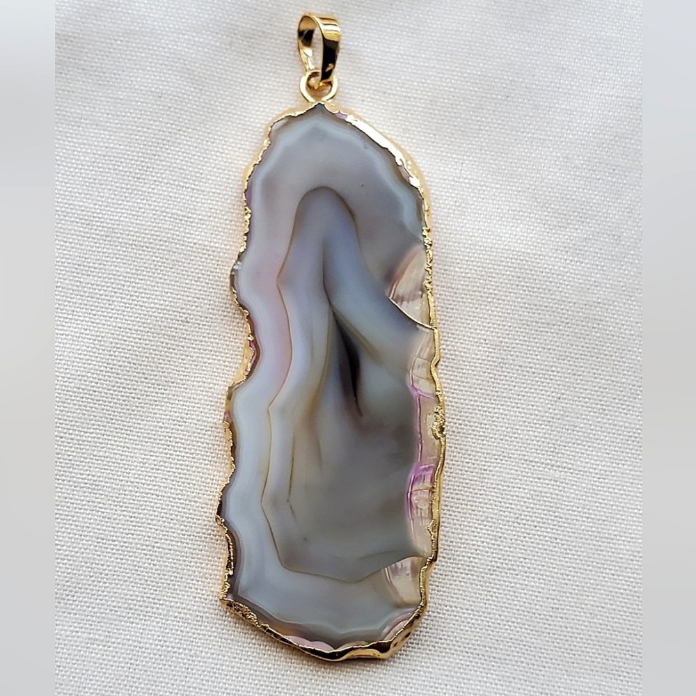 Long Agate Slice Pendant